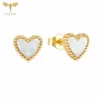 12 Pairs Pack White Heart Stud Earrings Wholesale Gold Plated Stainless Steel Earrings Set Birthday Party Valentine's Day Gifts