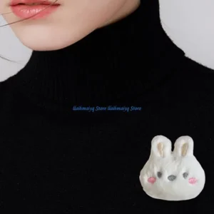 573B Cartoon Plush Rabbit Head Brooch Soft and Comfortable Clothes Badge for Kids Teens and Adults Fashion Backpack Accessory