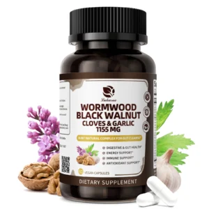 Black Walnut Wormwood Capsules Rapid Gut Cleanse & Digestive Health with Clove Garlic Turmeric 98% Absorption,Vegan Gluten-Free